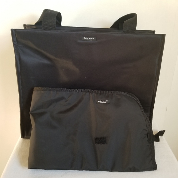 kate spade Bags Kate Spade Black Nylon Diaper Bag Changing Mat